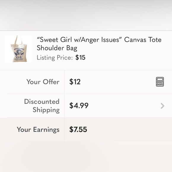 “Sweet Girl w/Anger Issues” Canvas Tote Shoulder Bag - Picture 4 of 4